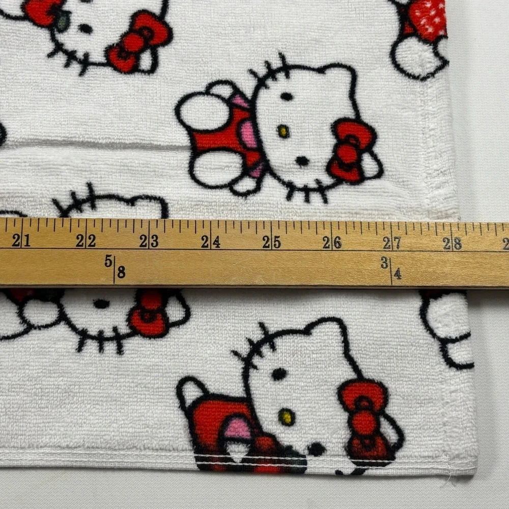 Hello Kitty Sanrio Hand Towel Set of 2 White Red Strawberry Cotton Terry 16x28